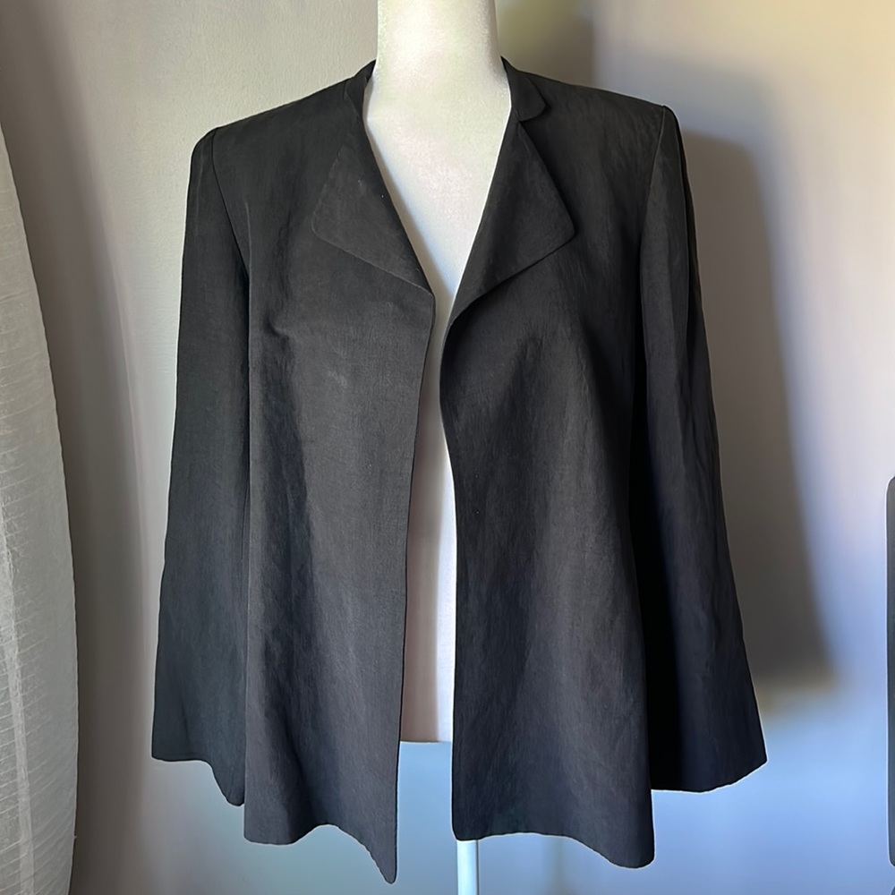 VINTAGE BERNARD ZINS PARIS Women’s Black Open Front Silk Blend Blazer